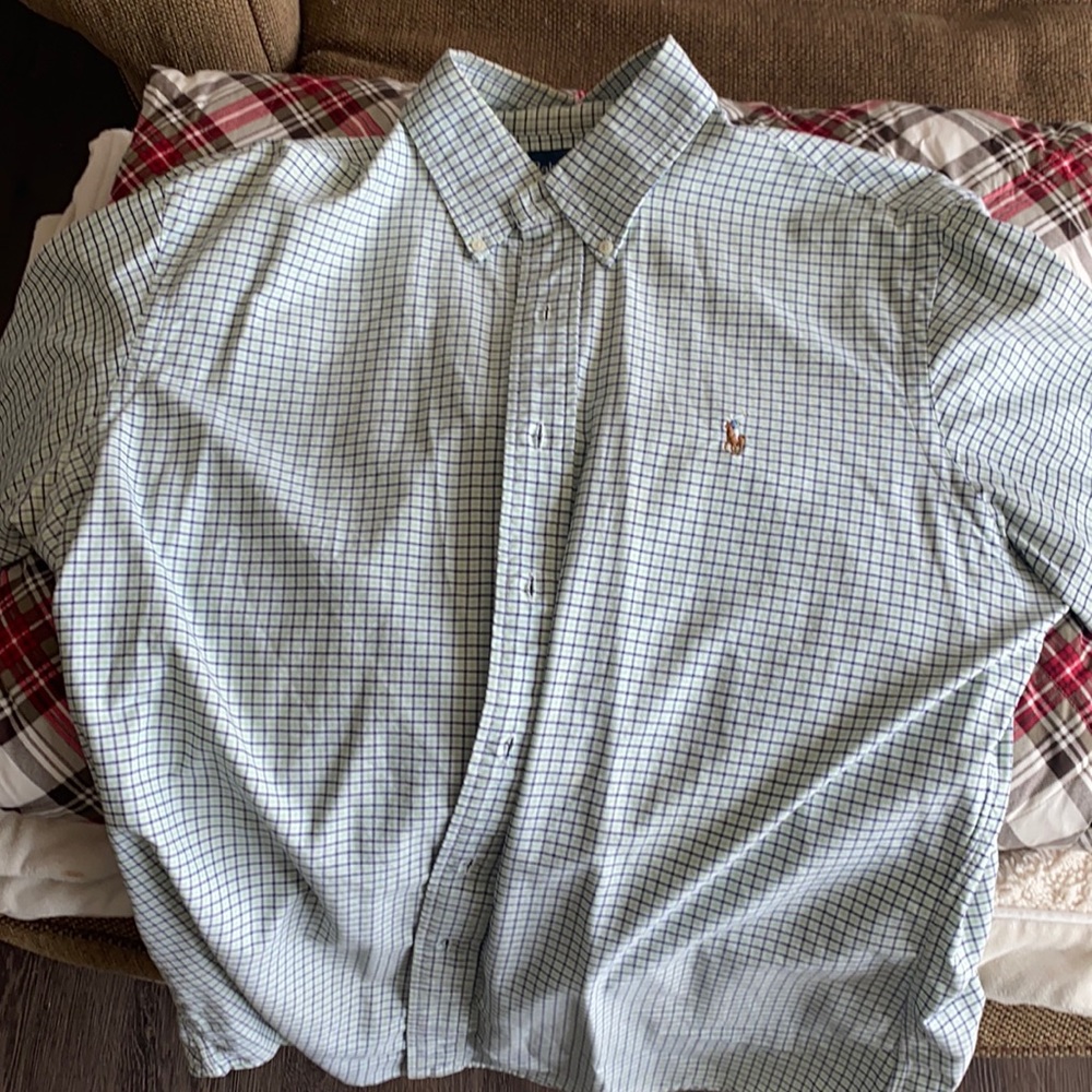 Ralph Lauren Polo Button Down - green & blue/white